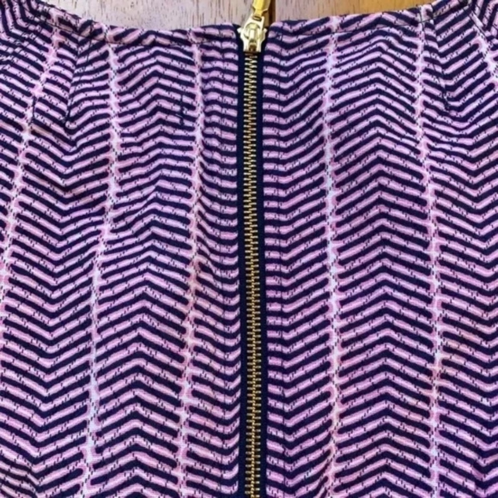 Southern Tide Pink Navy Crop Top Blouse Shirt Cotton Cap Sleeve Back Zip, Size L - Picture 11 of 12